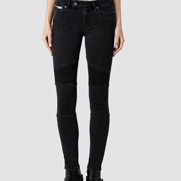 All Saints Denim - All Saints biker fit black skinny jeans